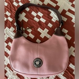 Barbie pink vintage Dooney & Bourke shoulder bag, pink and brown leather - y2k